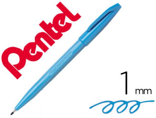 Caneta pentel com ponta de fibra sign pen na cor azul ceu , Pentel , 152523 , 4902506975591